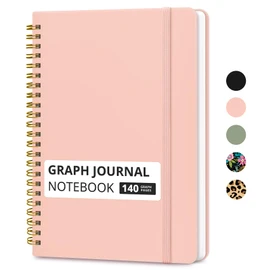Taja Graph Spiral Journal Notebook for Women & Men, 140 Pages, Graph Paper Hardcover Notebook for Planning & Tracking, Journals for Graphing, A5(6"x8") - Pink