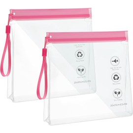 Reusable Tsa Approved Toiletry Bag-Quart Size for EU US & UK Carry-on Regulations Security Waterproof & Leakproof Travel Bags for Liquids, Travel Accessories Holiday Essentials (Pink)