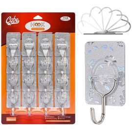 CGBE 16PCS Ganchos Adhesivos para Pared,Impermeables y Autoadhesivos,Ganchos para Pared Sin Clavos o Tornillos,Clavos adhesivos para pared,Adecuado para cocina, baño, sala de estar, habitación（plata）