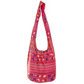 Sling Bag Cotton - Large Boho Hippie Hobo Handbag - 40 Prints - unisex Crossbody Bag (Aztec SD Red)