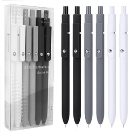 FIOVER Gel Pens, 6pcs 0.5mm Fine Point Black Ink, Smooth Writing Pens for Journaling, Nurse Aesthetic Cute Office School Supplies, Gifts for Women and Men(6Pcs Black White Grey-Black Ink)