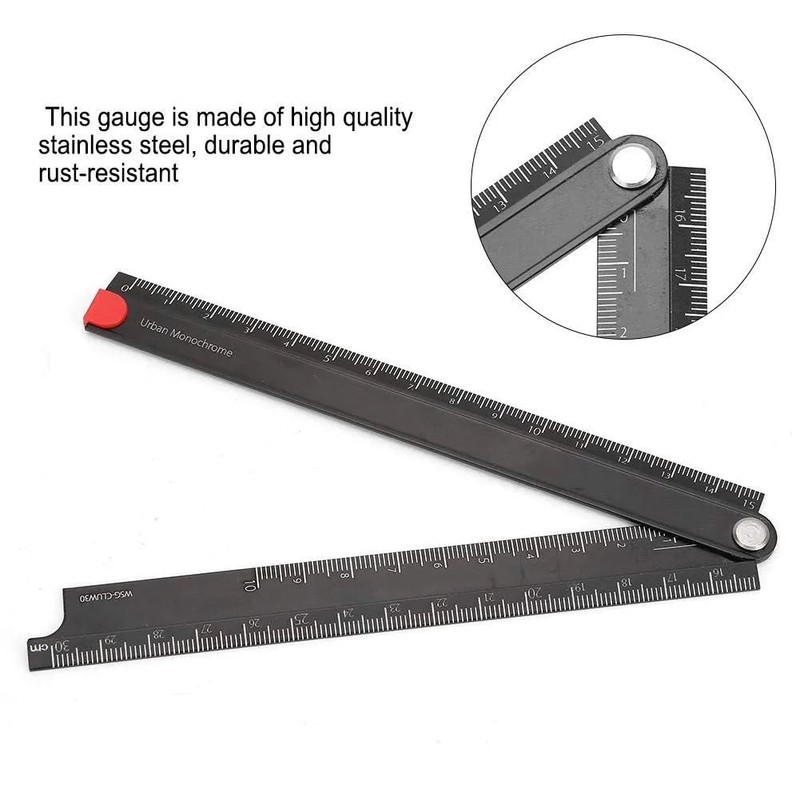SagaSave Metal Foldable Ruler, 0-300MM Simple 90 Degree Aluminum Alloy