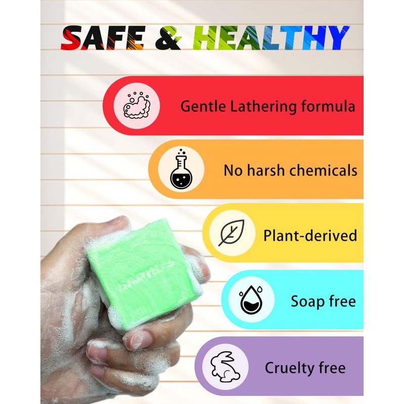 6Pcs Shampoo Bars for Hair (8.46oz), Natural Ingredients Solid Shampoo