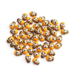 Ruwado 50 Pcs Wooden Bee Tiny Embellishments Self Adhesive Yellow Painted Flatback Bee Stickers for DIY Craft Project Scrapbooking Home Art Baby Shower Birthday Party Bridal Shower Decoration