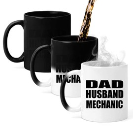 Designsify Gifts, Dad Husband Mechanic, 11oz Color Changing Mug Ceramic Heat Sensitive Magic Tea-Cup, for Birthday Anniversary Mom Dad Parents Fathers Mothers Day Party, to Men Women Him Her Friend