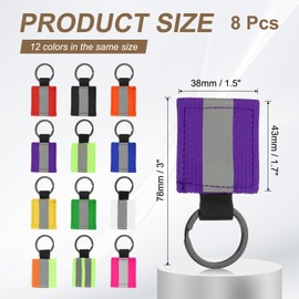 PATIKIL 8pcs Reflective Keychains, Reflective Strip High Visibility Safety Keychain Tag Lanyard Pendant Bright Zipper Pull Waterproof Backpack for Running Cycling Purple