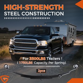 Trailer Leaf Spring 4 Leaf 1750 lbs, for 3500lb Single Trailer Axle Suspension Kit, with U-Bolt & Hanger Kit; Double Eyes 25-1/4" L, 1-3/4" Width, 9/16 Eye I.D, fits for SW4B - Set 2