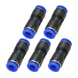 PATIKIL 1/4 Inches Push to Connect Fittings, 5Pcs Plastic Air Line Hose Fitting Quick Release Pneumatic Connectors Straight Union Two Way Coupler for Tube, Blue