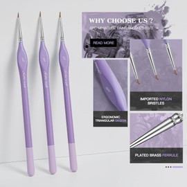 Miniature Brush, 6-Piece Fine Detail Paint Brushes Set 3/0, Mini Small Painting Brushes for Crafts, Acrylic, Watercolour, Oil, Model, Face & Painting by Numbers, Figurine, Purple