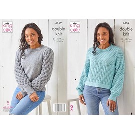 King Cole Ladies Knitting Pattern Double Knit Sweaters (6159), 81cm – 127cm (32” – 50” Inches)