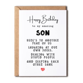 KrysDesigns Birthday Card Son - Greeting Card - For Son - Happy Birthday To My Amazing Son - Funny Card For Son - Quote Queen Cards 5 x 7 inches