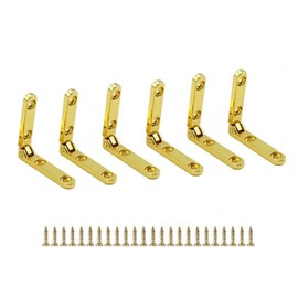 ZAAWUUT 6-Pack Zinc Alloy Hinges,90 Degree Music Jewelry Box Hinge,Wood Box Mini Hinge,Chest Case Hinge,Miniature Furniture Hinge (Gold)