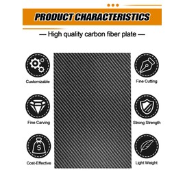 Kalolary Carbon Fiber Sheet 200 X 300 X 0.5 MM, 3K Real Carbon Fiber Board Plate Carbon Plate Twill Weave Panel Sheets Available in 0.5mm-5mm 100% 3K Glossy Surface Laminate Carbon Fiber Sheet