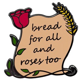 Ficsowy Bread for All and Roses Too Enamel Pin - Inspirational Labor Rights Lapel Pin, Feminist History Badge, Social Justice Gift for Activists, Aesthetic Flower Jewelry for Bags