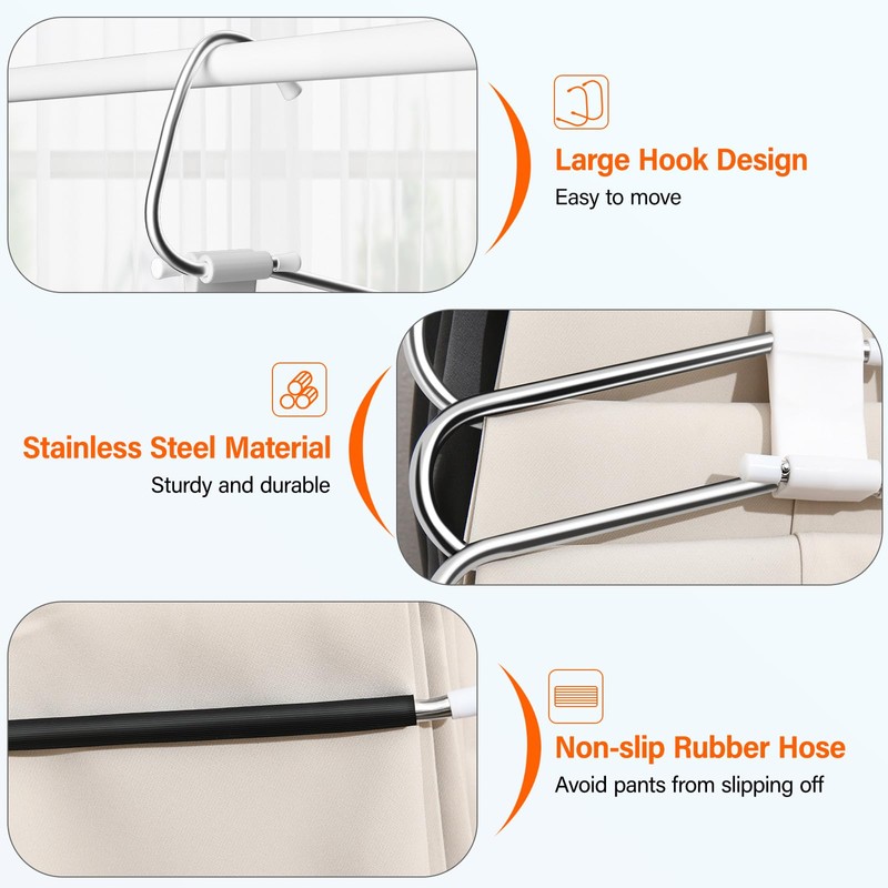 Upgraded Collapsible Pants Hangers Space Saving, 6 Layers Clothes Rack,