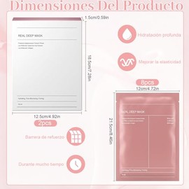8PCS Mascarillas Faciales Bio-Colágeno, Mascarilla de Biocolágeno,Mascarilla de Hidrogel, Hidratación Duradera, Reduce los Poros, Ilumina el Tono de a