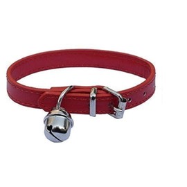 Red Leather Pet Collars for Cats,Baby Puppy Dog,Adjustable 8"-10.5" Kitten Collar with Bell