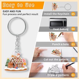 225PCS Shrinky-Dink Kit, Shrink Plastic Sheets Kit with 25PCS Shrinky-Dink Paper,100PCS Keychains and Open Ring