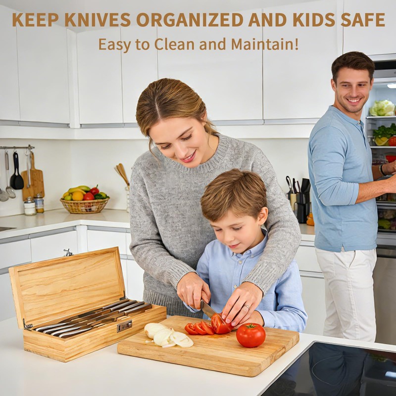 Amcortn Upgraded Knife Box, Knife Lock Box Kitchen Knife Storage