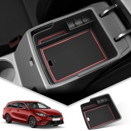 BIBIBO Storage Box for Kia Ceed SW GT Proceed GT 2018-2025 / XCeed GT 2019-2025, Centre Console Organiser with Non-Slip Mat, Centre Armrest, Console Shells Armrests, Car Armrest Rest