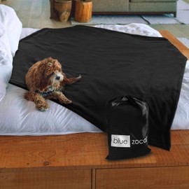 Blue Zoca Waterproof Blanket | Machine Washable Dog Bed Cover | Waterproof Pet Blanket for Couch, Bed & Car | Cat & Dog Blankets for Large Dogs, Pets & Adults | Travel Size - 65x50in Black