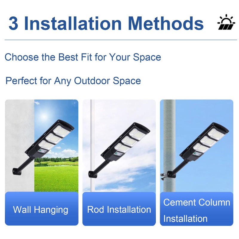 JUMGUN Solar Street Light, Solar Security Light with Remote Control,