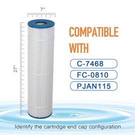 ZOTEE PJAN115 Pool Filter Cartridge Replacement for C-7468, Darlly 70852,CL460, Filbur FC-0810, R0554600, 115 Sq.Ft 27"x 7" Pool Filters, 4 Pack