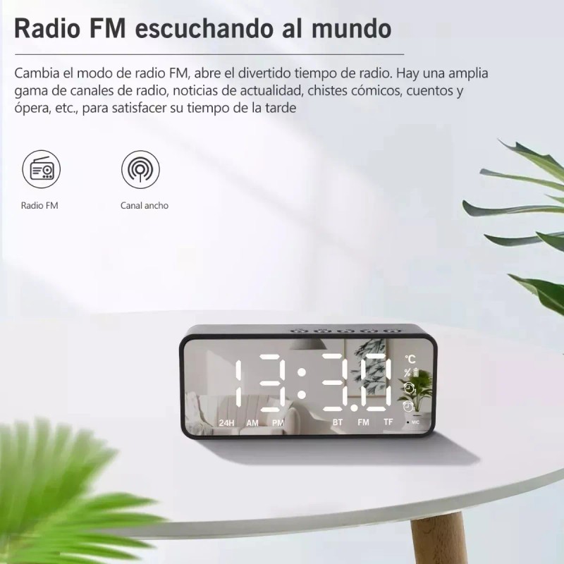 Reloj Despertador Digital C/bocina/bluetooth/radio Fm Color Negro SAVEFREE