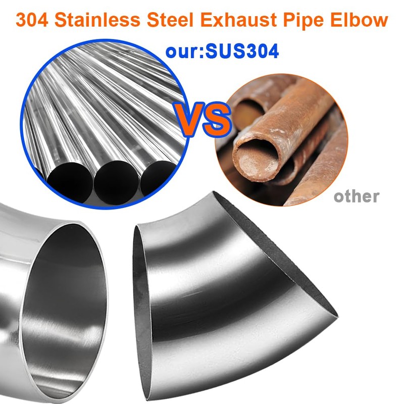 AIMCOCO 3Inch 45 Degree Stainless Steel Exhaust Elbow Pipe-16GA/. 065"