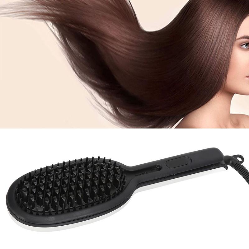 Straightening Curling Iron Brush Massage Negative Ion Automatic Heated Hair