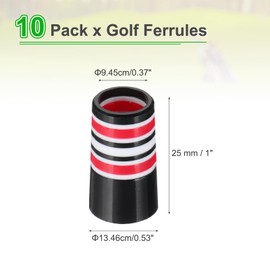 PATIKIL Golf Ferrules 0.370 Inch ID, 10 Pack Tapered Golf Club Ferrules Multi-Ring Iron Ferrule Rings for Taper Tip Iron Wedge Shaft Fits Steel Graphite Shafts, Red