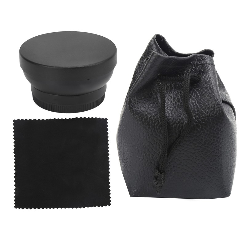 Optical Glass 0.45x WideAngle Black Additional Lens for 49mm Camera