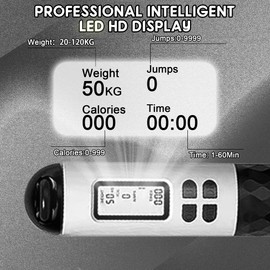 TirEurt Cordless Skipping Rope Smart Digital Wireless Skipping Rope Adjustable Weights/Length Jumping Rope with Calorie Counter For Adults Fitness Workout Equipment for Women Men Kids（Black White）
