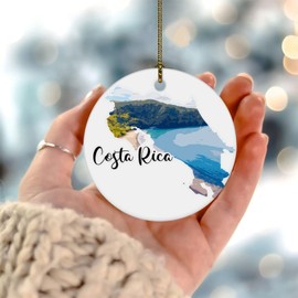 Christmas Ornaments 2024 Costa Rica Ornament Keepsake Travel Theme Historical Architectural Sights Xmas Ornament Skyline Picture City Painting Collectible Gift for Xmas Party Decorations Ceramic