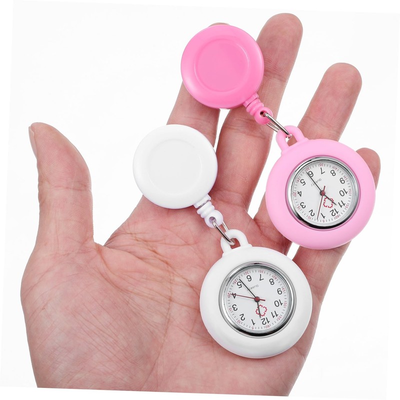 BESPORTBLE 2pcs Nurse Pocket Watch Retractable Clip Ergonomic Design Lightweight