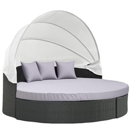 MICTONY Outdoor Daybed Cushion Cover, 66" Replacement Daybed Cover with Elastic Band, Sun Bed Cushion Cover, Outdoor Round Bed Cushion, Cover ONLY (Daybed NOT Included), Grey