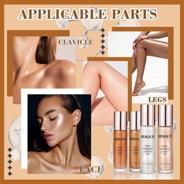 Body Shimmer Oil Set,Waterproof Body Glitter Oil for Face & Body,High Glossy Long Lasting Moisturizing Body Luminizer Glow,Multi-purpose Body Glitter Oil Liquid Illuminator Highlighter（4 Pcs）