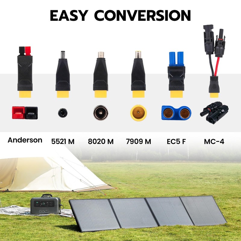 HCOVTXR 14AWG Solar to XT60 Extension Cable 33FT, 6-in-1 Solar