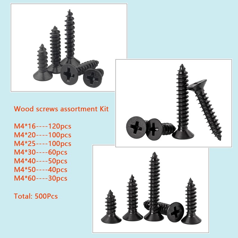 Ymass 500pcs M4 High Hardness Drywall Screws Assortment Kit, Self-Tapping
