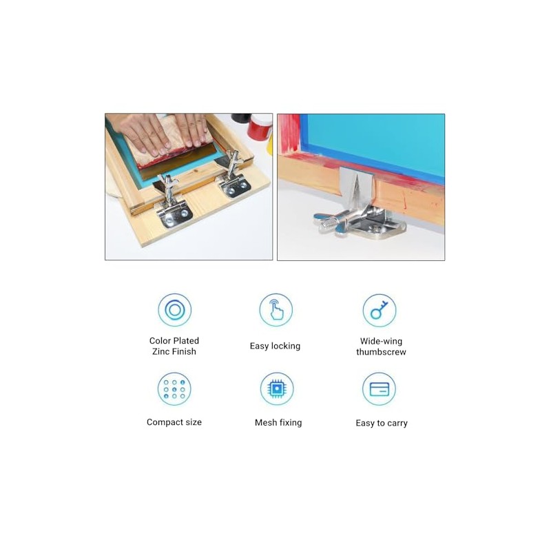 2pcs Silk Screen Printing Hinge Clamps Table Metal Frame Hinge