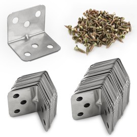 Angle Connectors Stainless Steel Furniture Angle 90 Degree Metal Angle L Angle Metal Angle for Screwing Stainless Steel Chair Angle Mounting Bracket with Screws for Wood Furniture Shelf 36 x 27 mm
