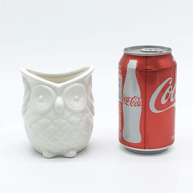 Ceramic Owl Succulent Planter Pot with Drainage Tray, Cute Animal