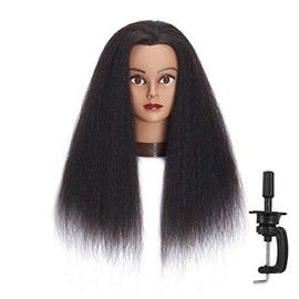 Headfix 6F1919B0216 - Cabeza de maniquí de pelo 100% real para prácticas de peluquería y peluquería, con abrazadera