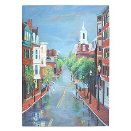 Kennedy's Country Collection 71652-17" x 12" x 3/4 -Raining In The Village Battery Operated LED Lighted Canvas (Batteries Not Included)