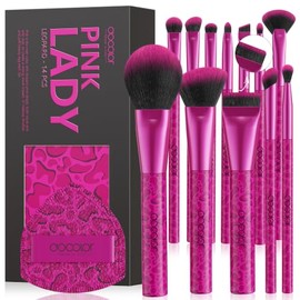 docolor Set de Brochas de Maquillaje 12PZ, Cerdas Sintéticas Premium, Incluye Base, Polvo, Correctores, Sombras, Rubor y 1 Esponja Grande             