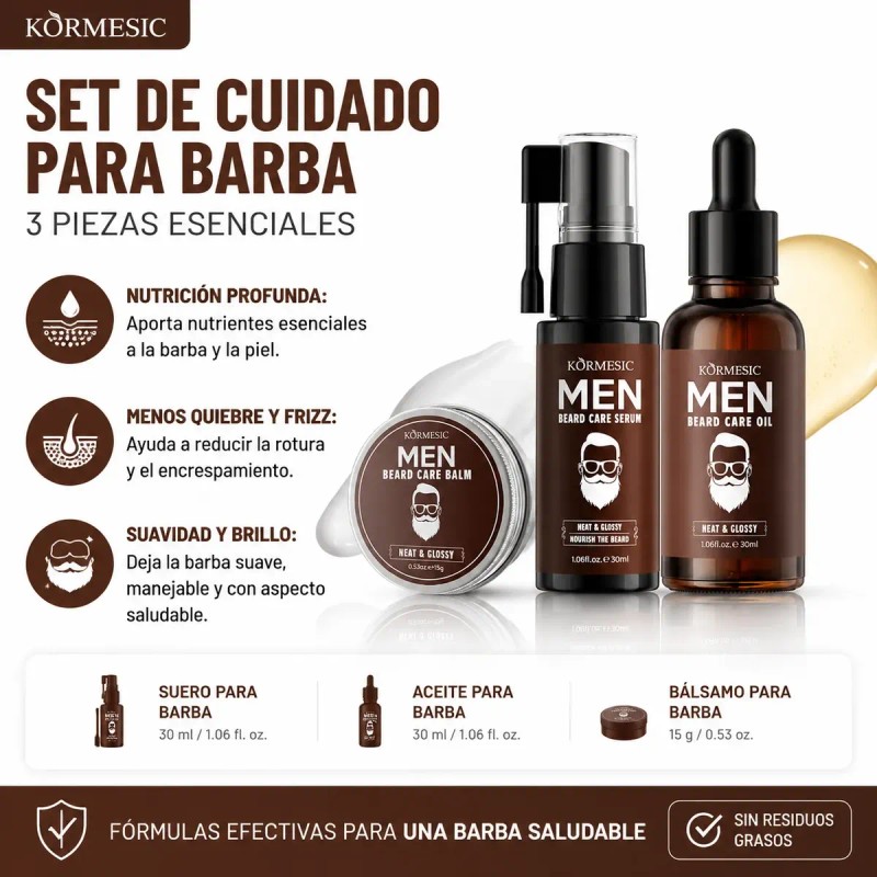 Kit 3 Piezas Crema Para Cuidado Personal Cabello Y Barba