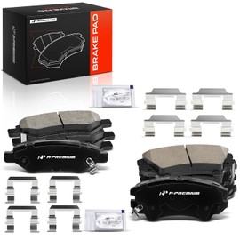 A-Premium Juego de pastillas de freno de disco cerámicas delanteras y traseras compatibles con determinados modelos de Chevy - Camaro 2010 2011 2012 2013 2014 2015, con tornillería, 8 piezas