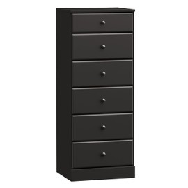 Prepac Astrid Tall Black Dresser for Bedroom: 16.5"D x 19.75"W x 50"H, 6-Drawer Chest for Bedroom by Prepac - Perfect Chest of Drawers for Ample Storage in Narrow Spaces