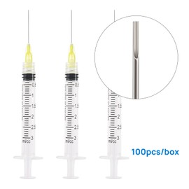 JMU 100pcs Dental Irrigation Syringes 3cc with 27G Blunt Dispensing Endodontic Irrigarion Needles, Luer Lock Design