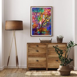 Paint by Number for Adults. DIY Colorful Tree Acrylic Painting Kit for Kids and Adults Beginner – 16” x 20”with 3 Brushes and Bright Colors